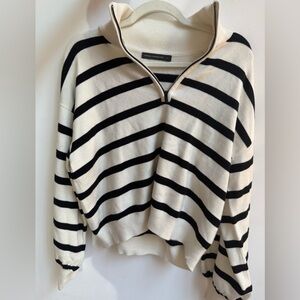 French Connection Black and White Striped Sweater